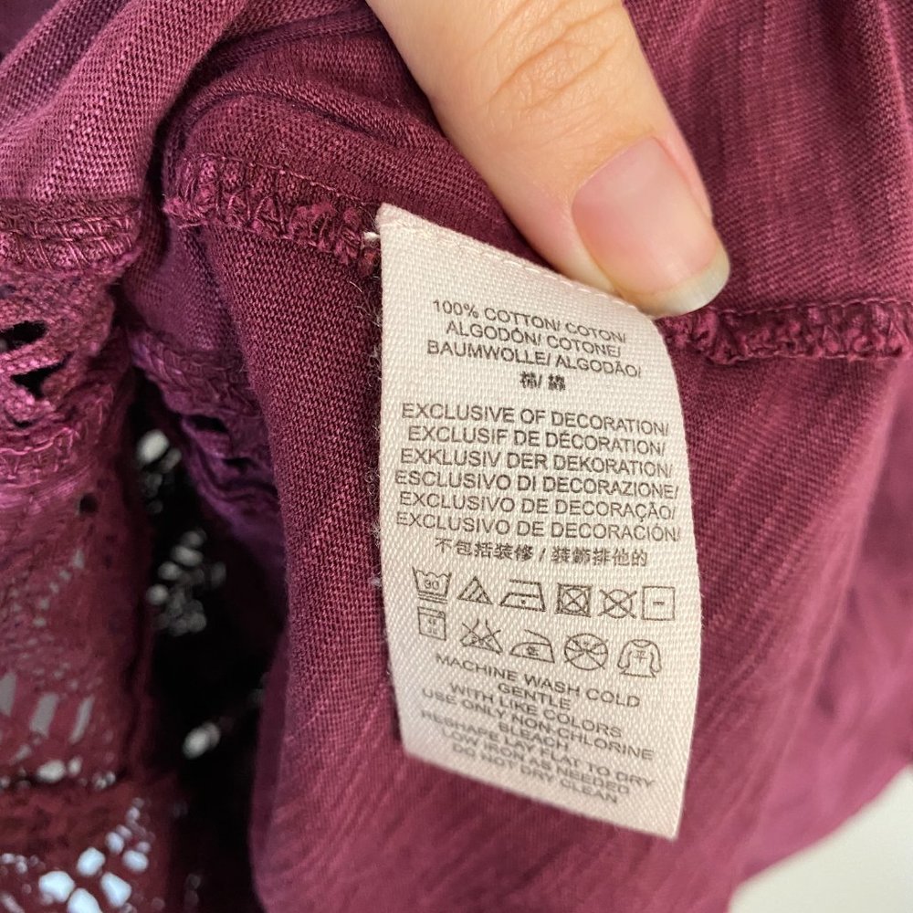 Free People Truly Madly Lace Top Wine Red - Picture 7 of 9